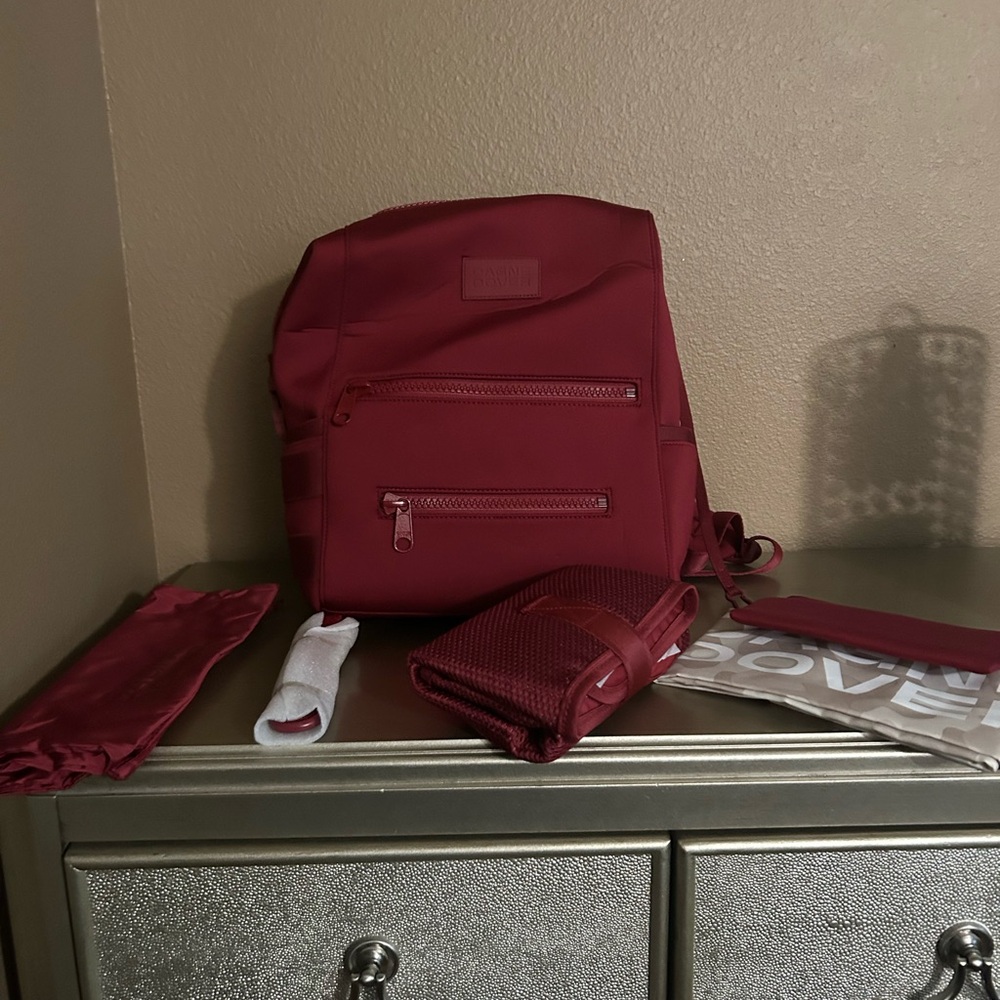 Dagne Dover Burgundy Baby Backpack Diaper Bag